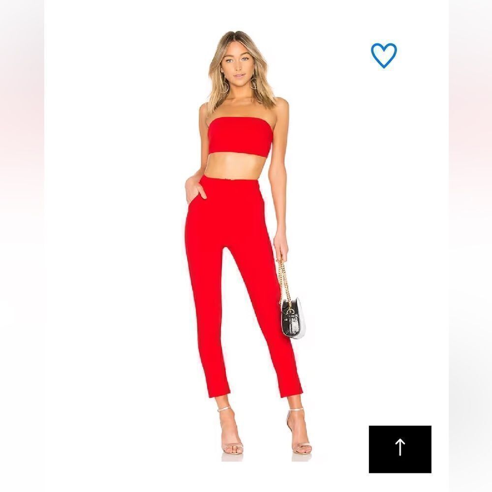Superdown Remy Bandeau pant set red high rise pants top outfit Revolve